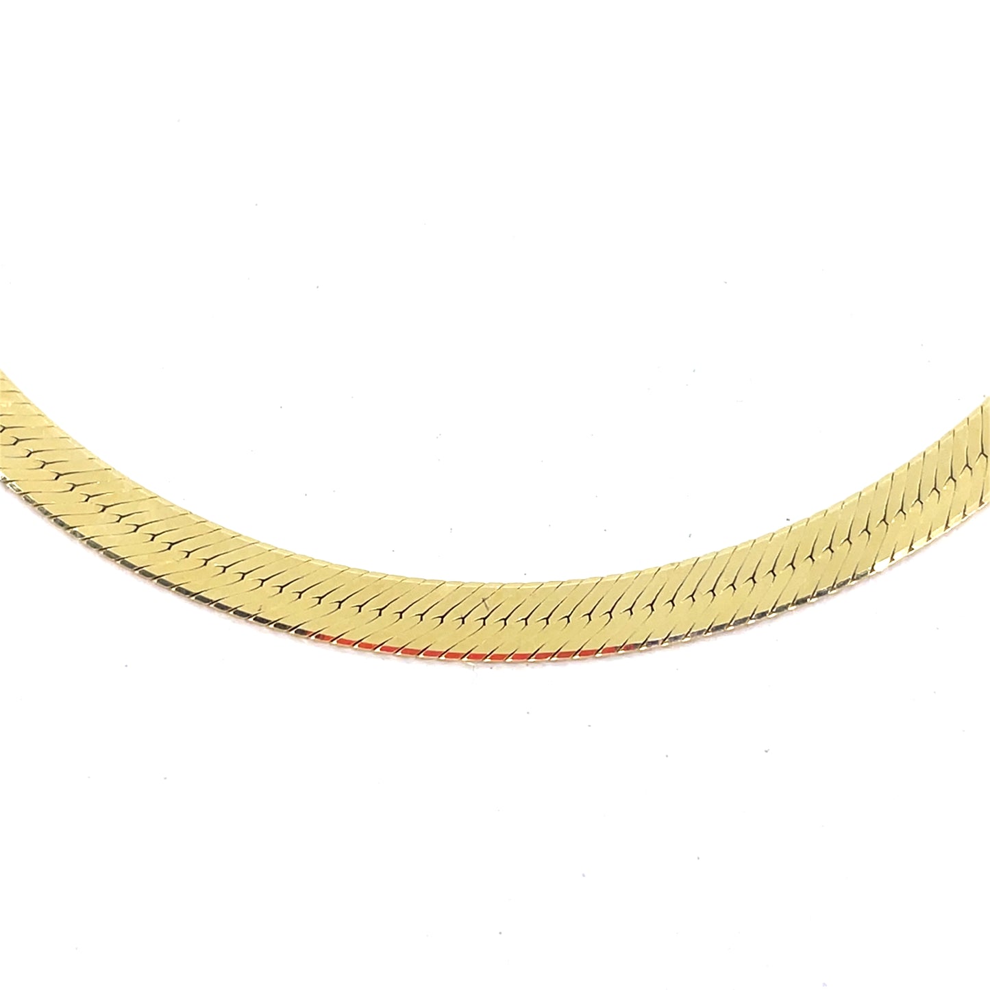 14K Yellow Gold Necklace | Herringbone Design, 18 inch