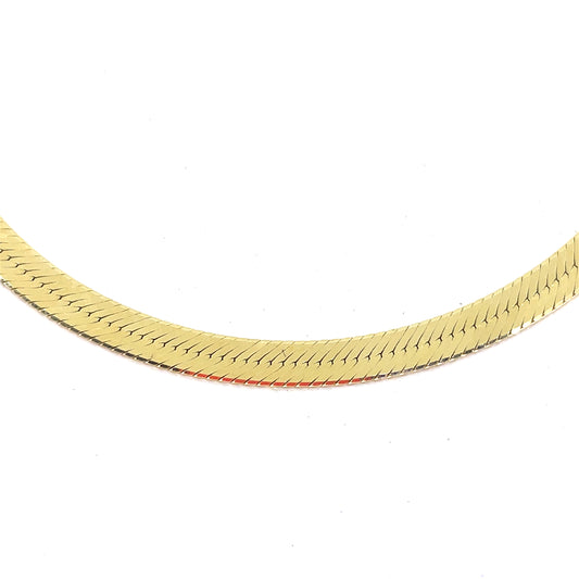14K Yellow Gold Necklace | Herringbone Design, 18 inch