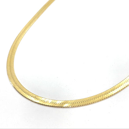 14K Yellow Gold Necklace | Herringbone Design, 18 inch