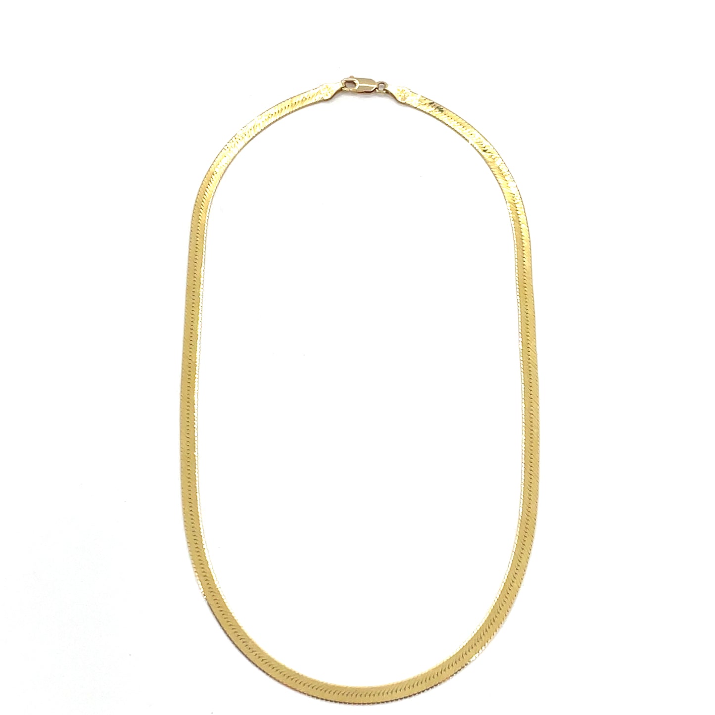 14K Yellow Gold Necklace | Herringbone Design, 18 inch