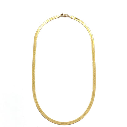 14K Yellow Gold Necklace | Herringbone Design, 18 inch