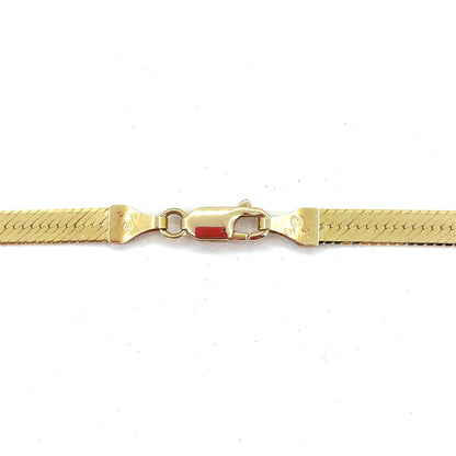 14K Yellow Gold Necklace | Herringbone Design, 18 inch