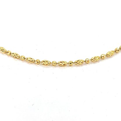 14K Yellow Gold Necklace | Moon Cut Oval Bead Design, 20 inch