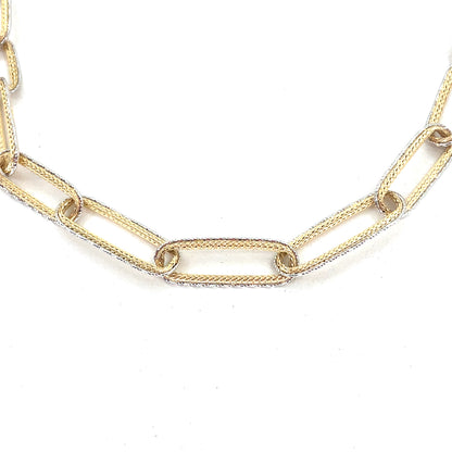 14K Yellow Gold Necklace | Double Rolo Half Paper Clip Design, 17 inch