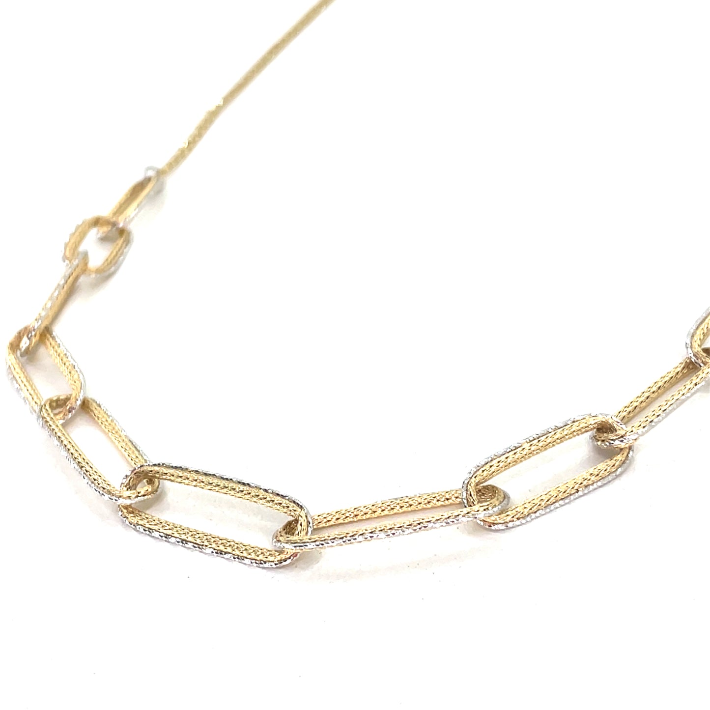 14K Yellow Gold Necklace | Double Rolo Half Paper Clip Design, 17 inch