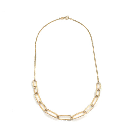 14K Yellow Gold Necklace | Double Rolo Half Paper Clip Design, 17 inch