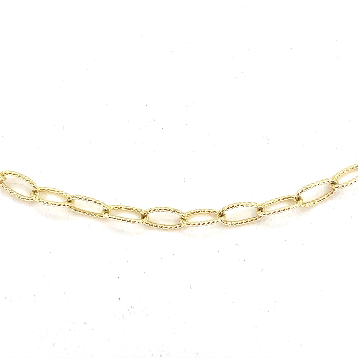 14K Yellow Gold Necklace | Beaded Oval Link Design, 18 inch