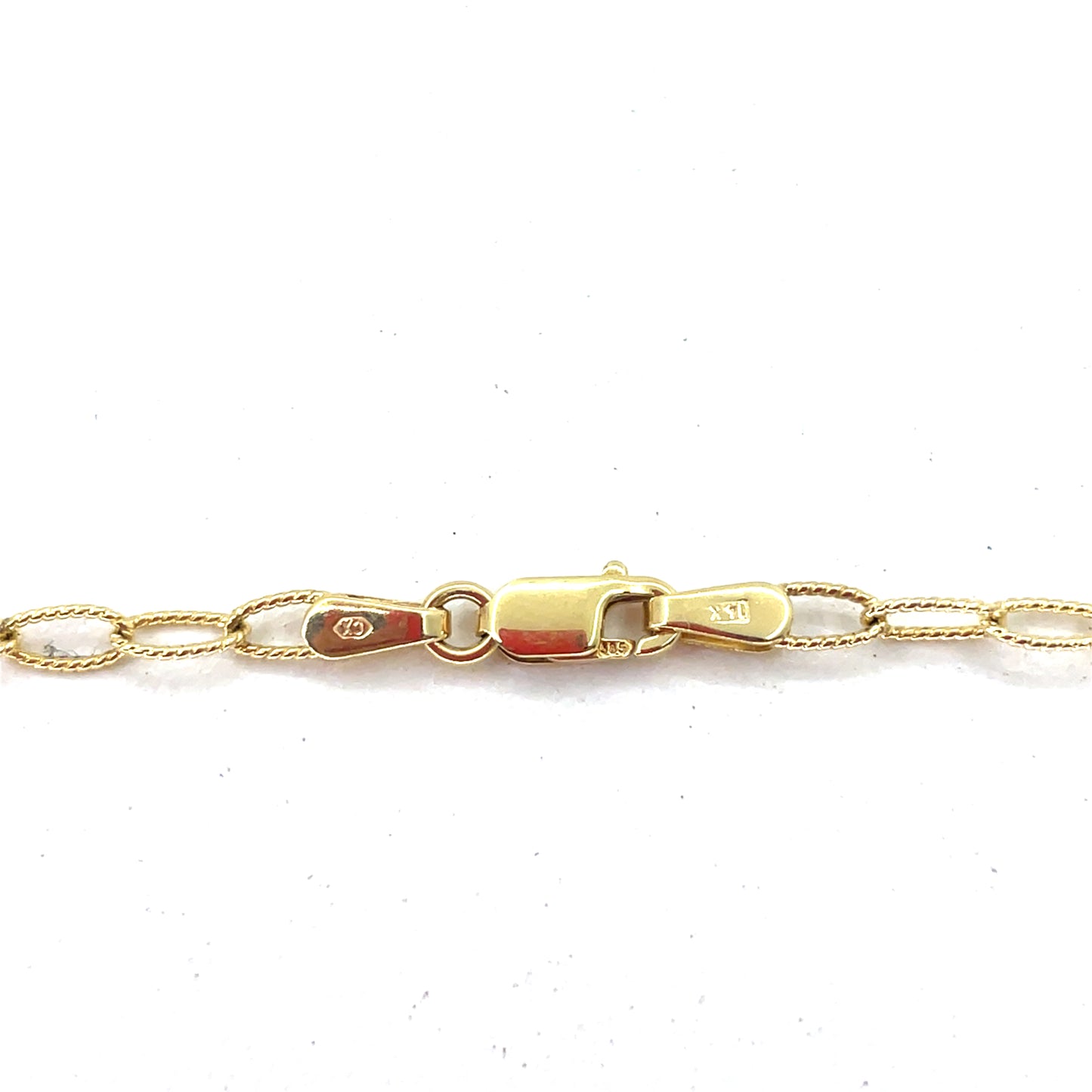 14K Yellow Gold Necklace | Beaded Oval Link Design, 18 inch