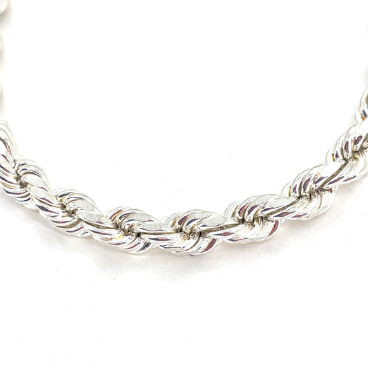 Sterling Silver Necklace | Hollow Rope Style, 26 inch