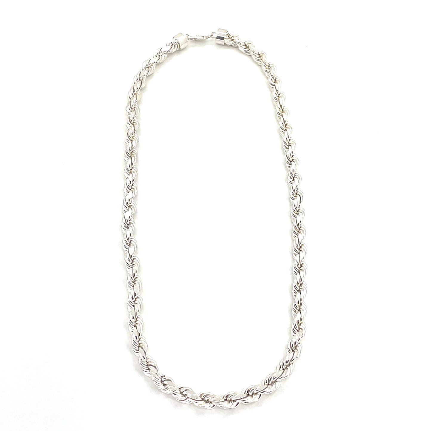 Sterling Silver Necklace | Hollow Rope Style, 26 inch