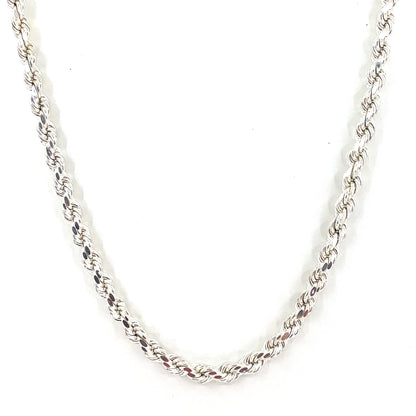 Sterling Silver Necklace | Hollow Rope Style, 26 inch