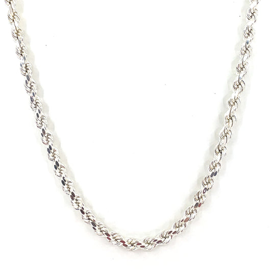 Sterling Silver Necklace | Hollow Rope Style, 26 inch