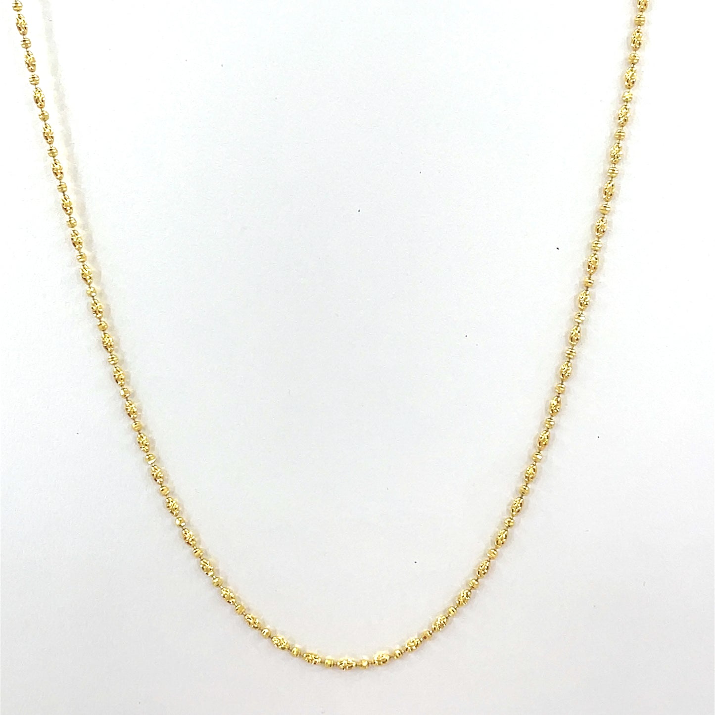 14K Yellow Gold Necklace | Moon Cut Oval Bead Design, 20 inch