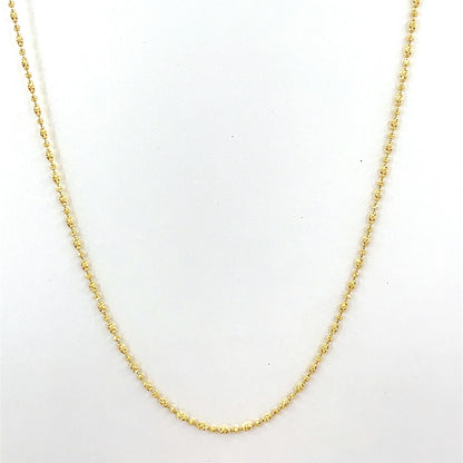 14K Yellow Gold Necklace | Moon Cut Oval Bead Design, 20 inch