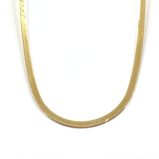 14K Yellow Gold Necklace | Herringbone Design, 18 inch