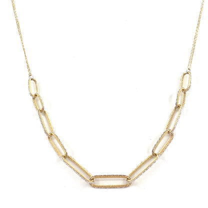 14K Yellow Gold Necklace | Double Rolo Half Paper Clip Design, 17 inch