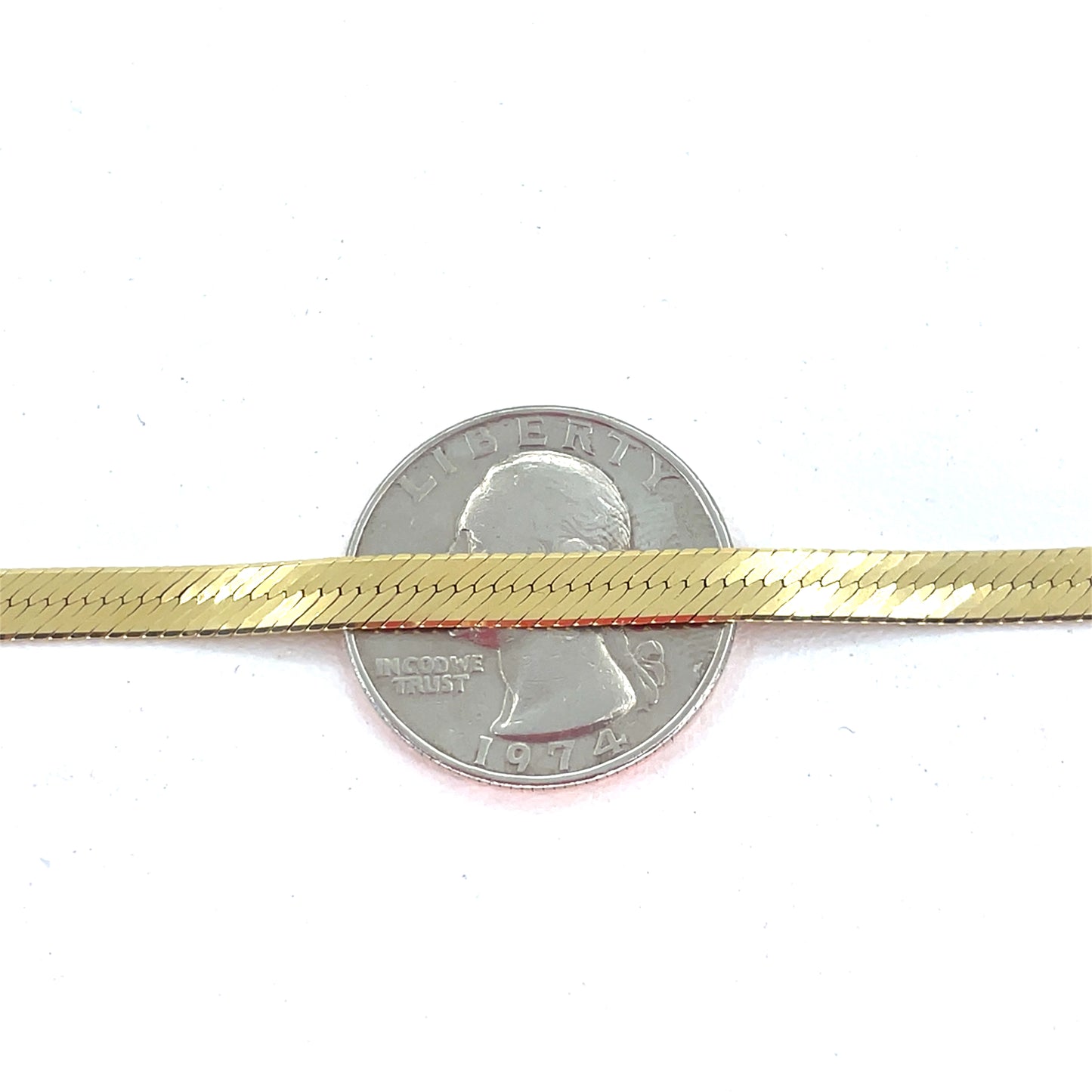 14K Yellow Gold Necklace | Herringbone Design, 18 inch