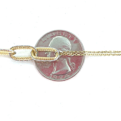 14K Yellow Gold Necklace | Double Rolo Half Paper Clip Design, 17 inch