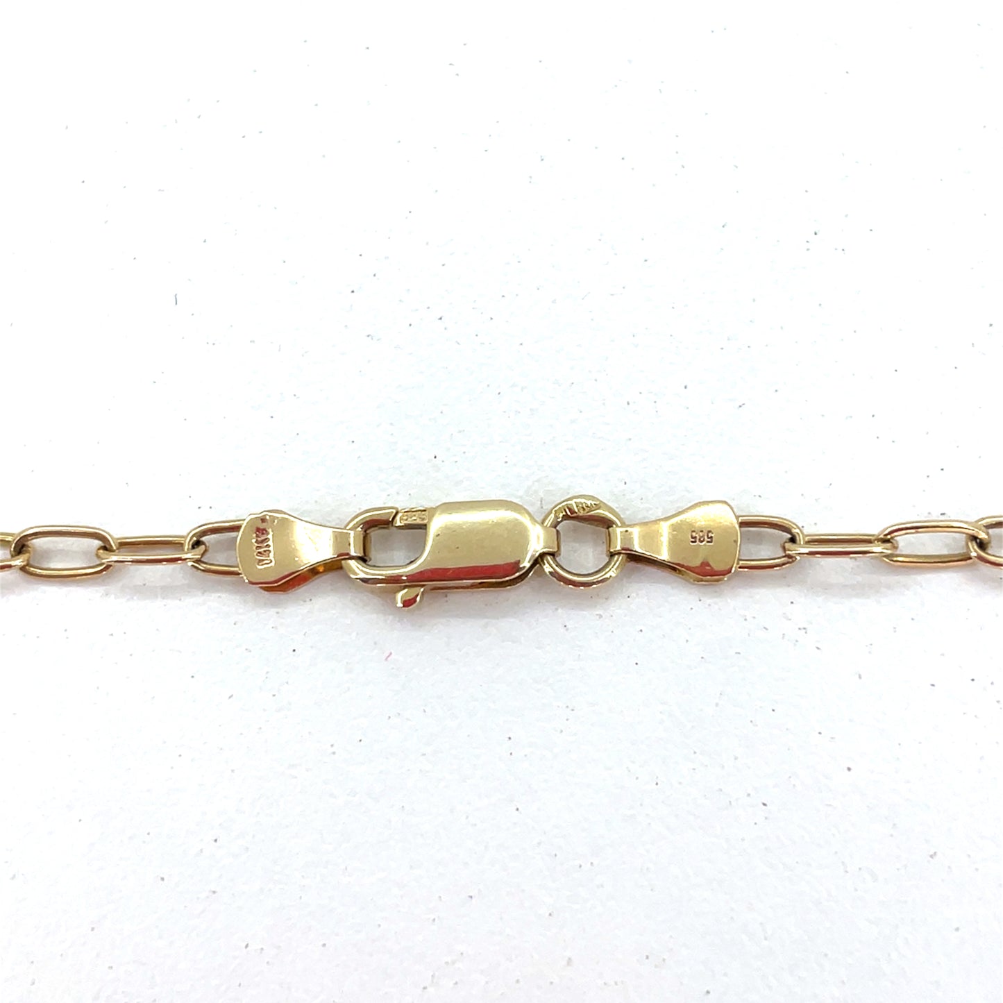 14K Yellow Gold Necklace | Oval Link Hearts Design, 18 inch