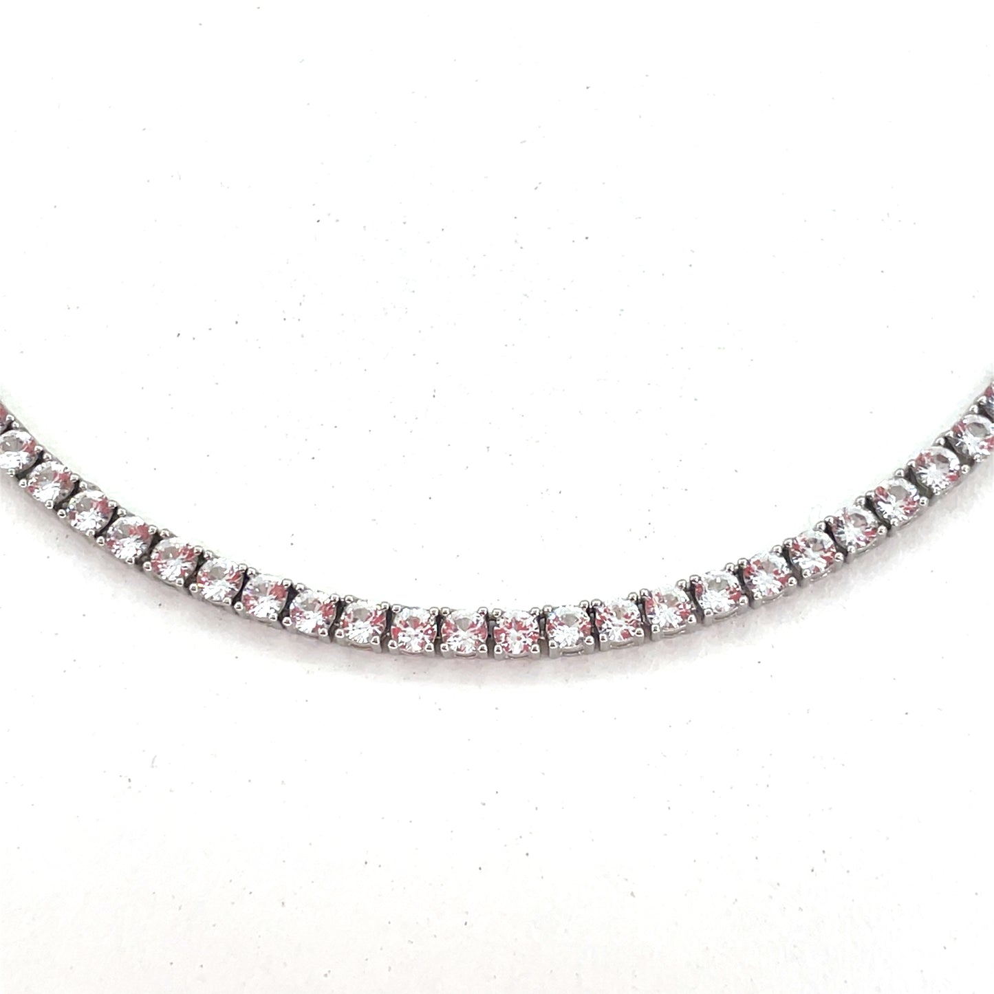 Sterling Silver Necklace | CZ Tennis Design, 16–18 INCH