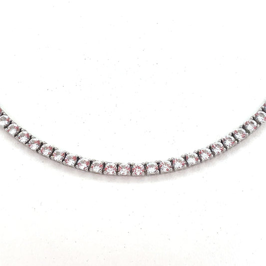Sterling Silver Necklace | CZ Tennis Design, 16–18 INCH