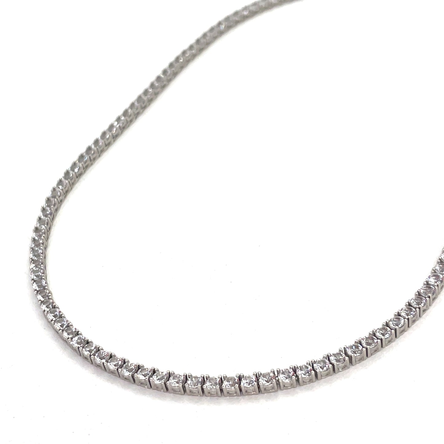 Sterling Silver Necklace | CZ Tennis Design, 16–18 INCH