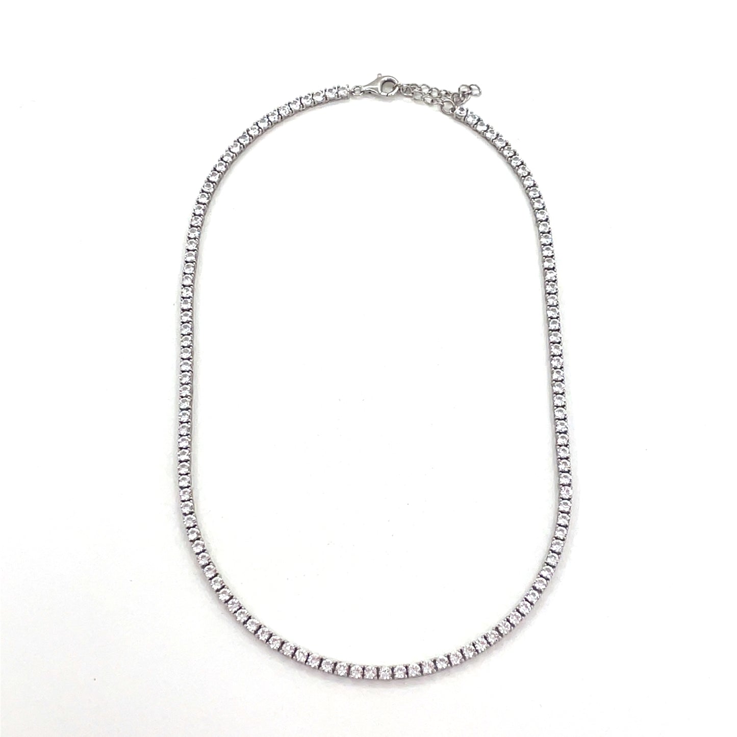 Sterling Silver Necklace | CZ Tennis Design, 16–18 INCH