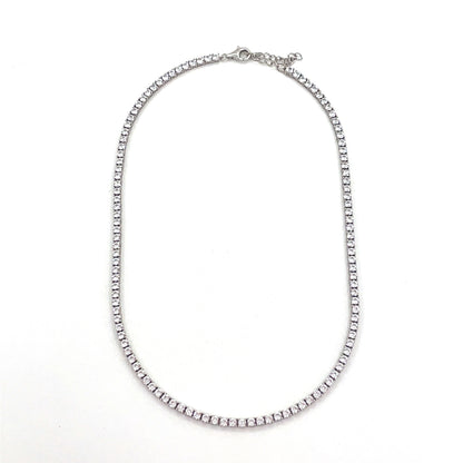 Sterling Silver Necklace | CZ Tennis Design, 16–18 INCH