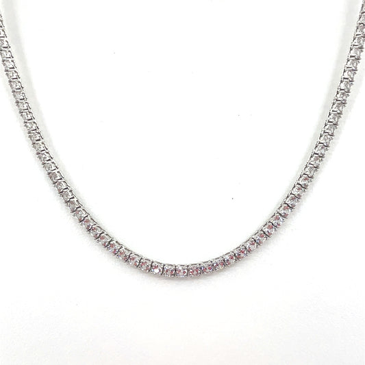 Sterling Silver Necklace | CZ Tennis Design, 16–18 INCH