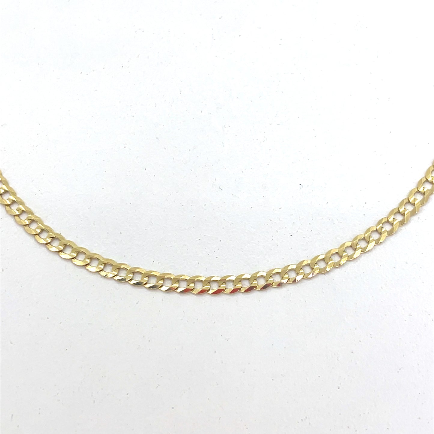 14K Yellow Gold Necklace | Solid Flat Cuban Design, 16 inch