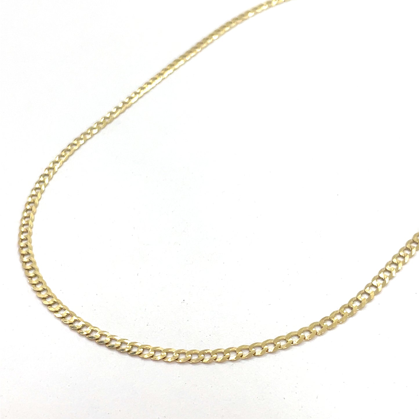 14K Yellow Gold Necklace | Solid Flat Cuban Design, 16 inch