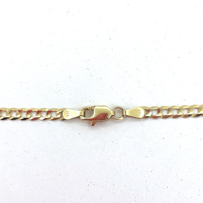 14K Yellow Gold Necklace | Solid Flat Cuban Design, 16 inch
