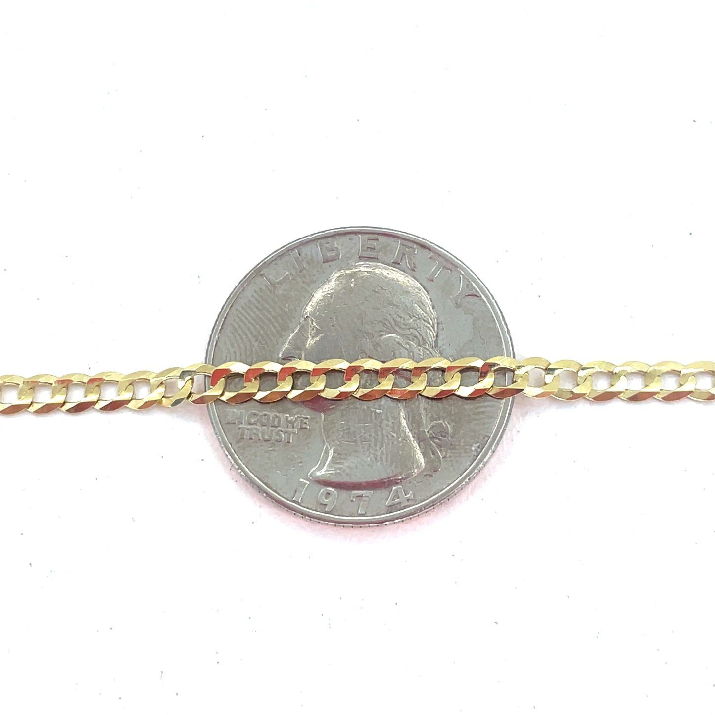 14K Yellow Gold Necklace | Solid Flat Cuban Design, 16 inch