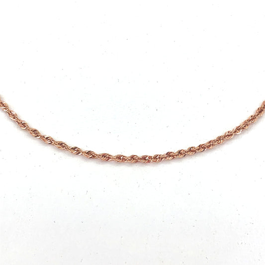 10K Rose Gold Hollow Rope Necklace – 16 inch