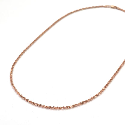 10K Rose Gold Hollow Rope Necklace – 16 inch