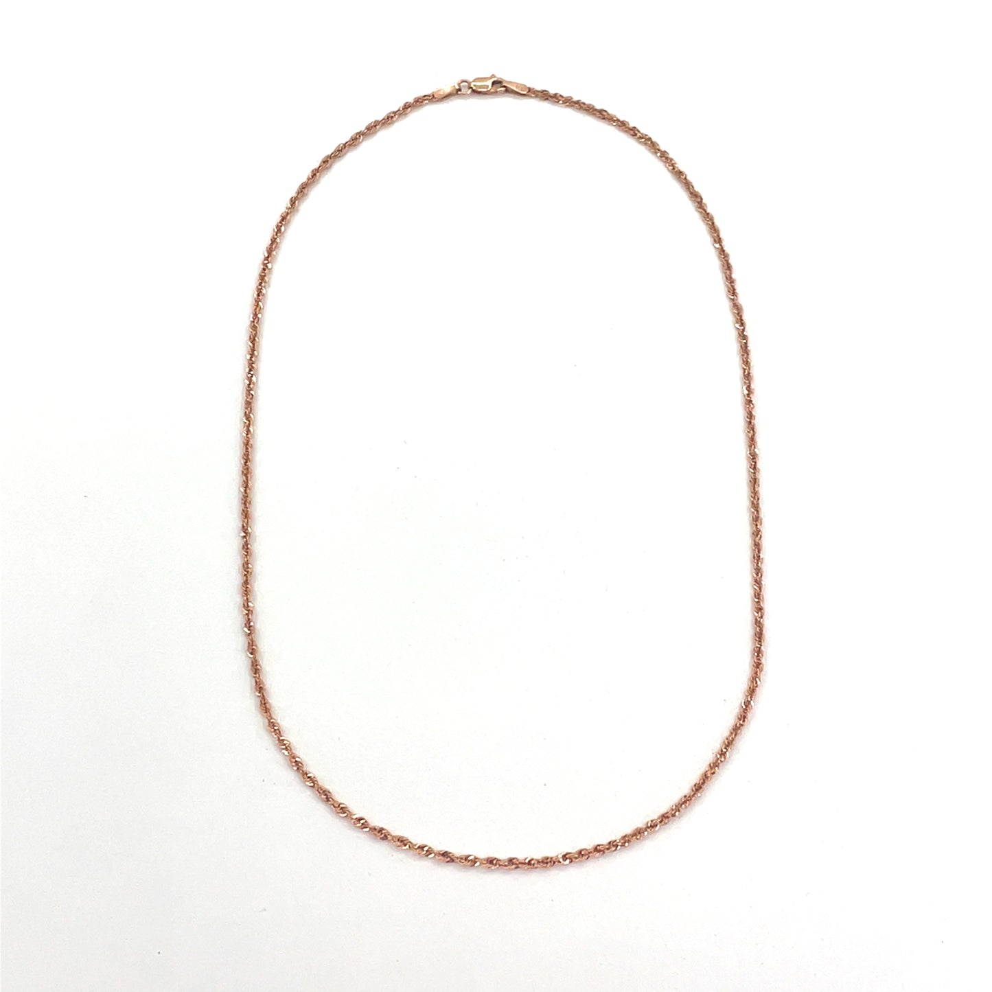 10K Rose Gold Hollow Rope Necklace – 16 inch