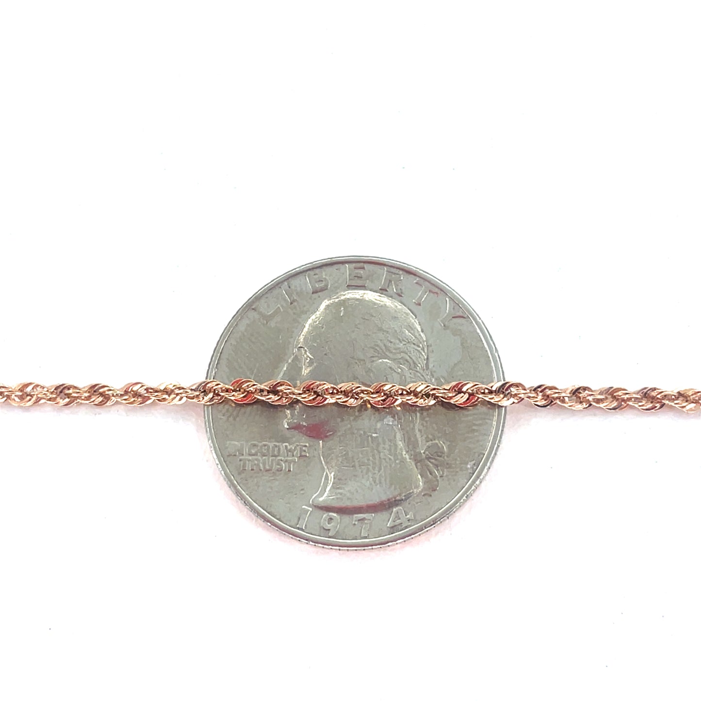 10K Rose Gold Hollow Rope Necklace – 16 inch