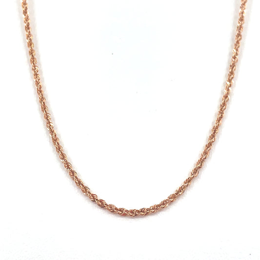 10K Rose Gold Hollow Rope Necklace – 16 inch