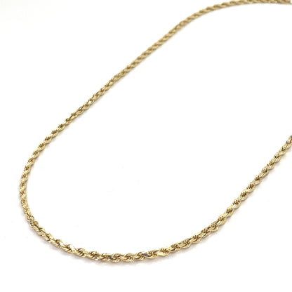 14K Yellow Gold Necklace | Solid Rope Design, 20 inch