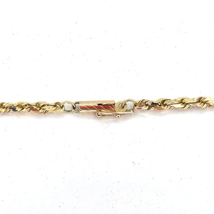 14K Yellow Gold Necklace | Solid Rope Design, 20 inch