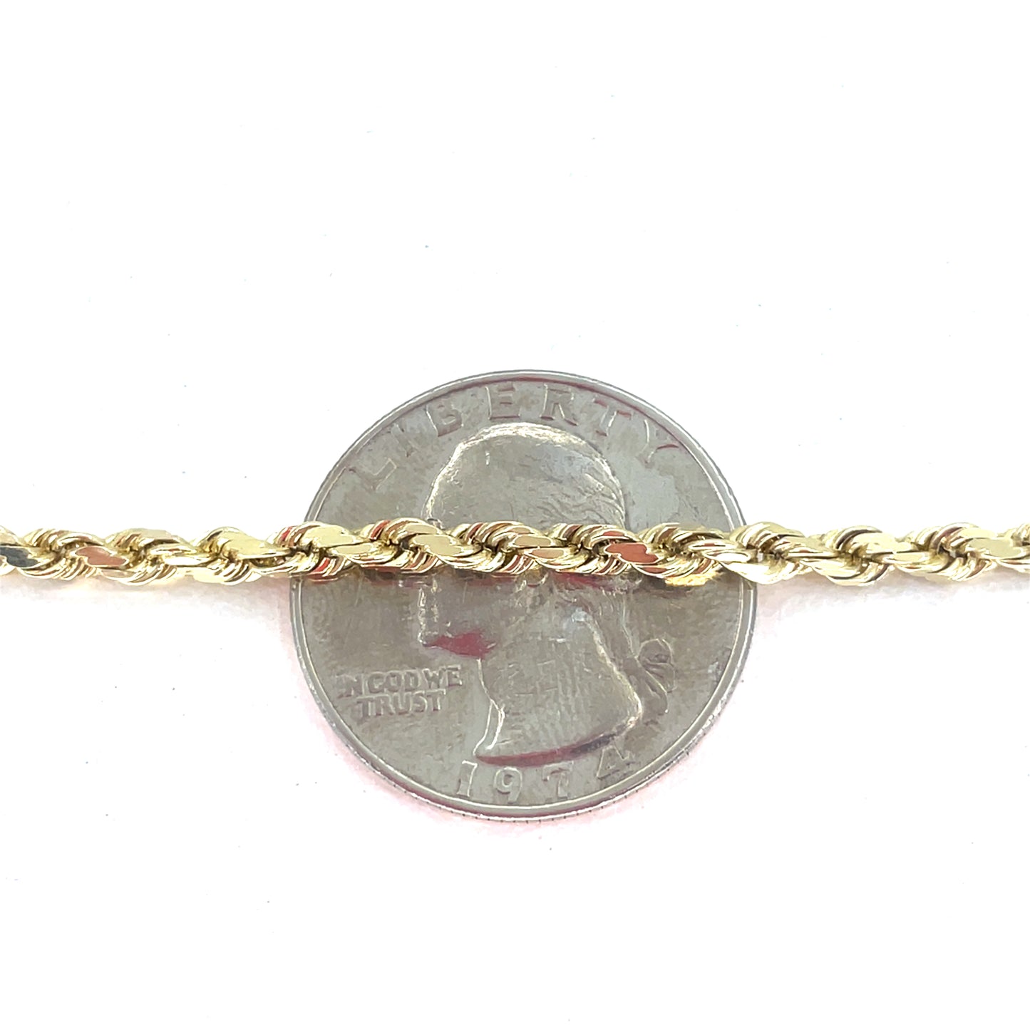 14K Yellow Gold Necklace | Solid Rope Design, 20 inch