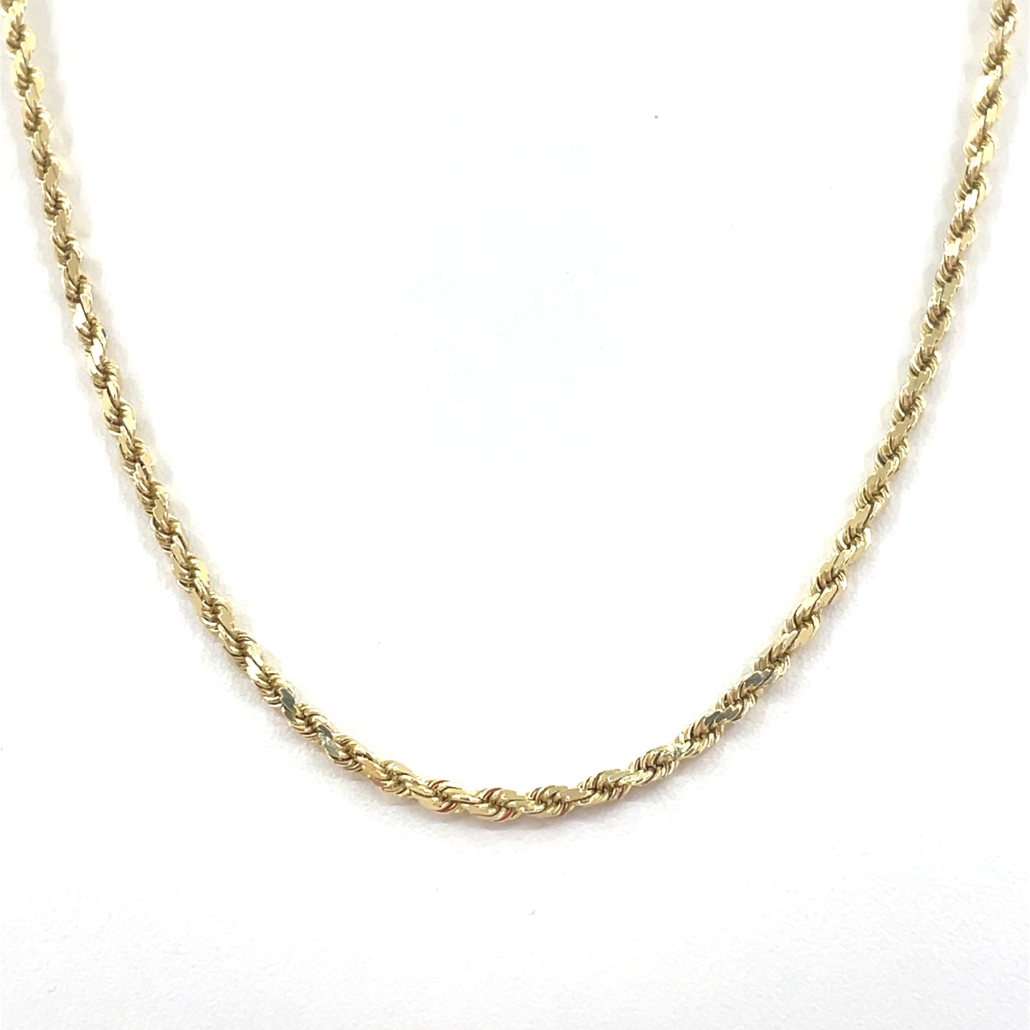 14K Yellow Gold Necklace | Solid Rope Design, 20 inch