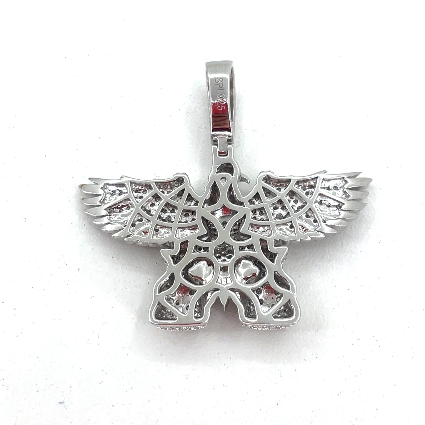 Sterling Silver Men’s Pendant | Bald Eagle with Bags Design, CZ