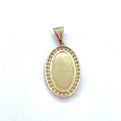 14K Yellow Gold CZ San Judas St Jude Pendant | CZ Oval San Judas Picture
