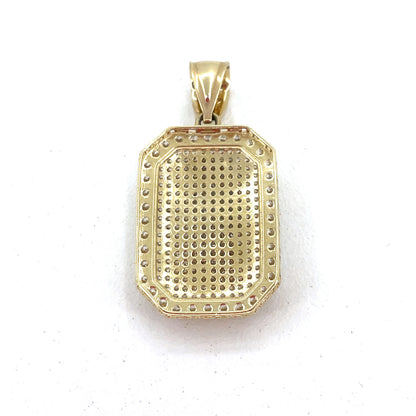 14K Yellow Gold Pendant | CZ San Judas Saint Jude Colored Rectangle Design