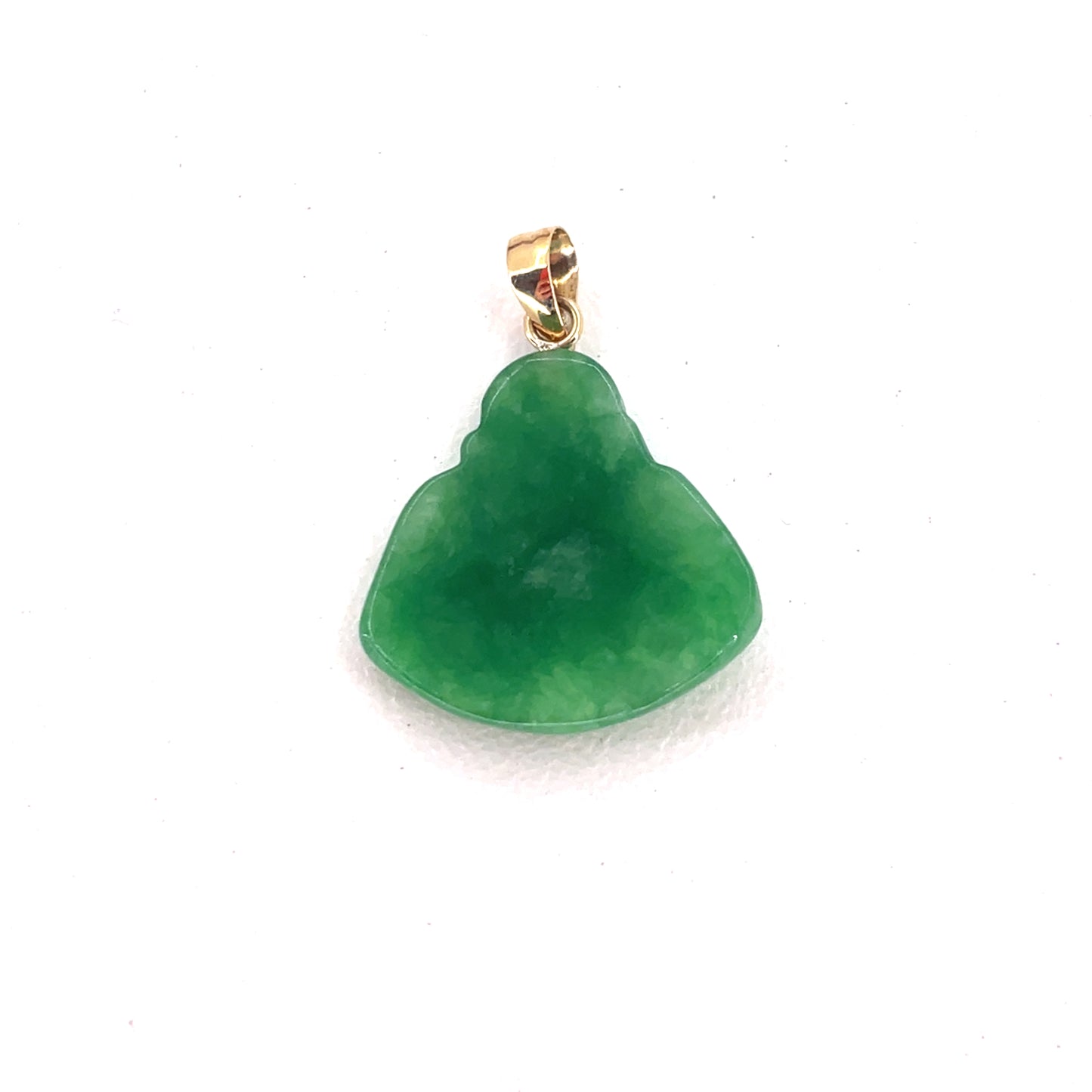 14K Yellow Gold Pendant | Small Green Jade Buddha
