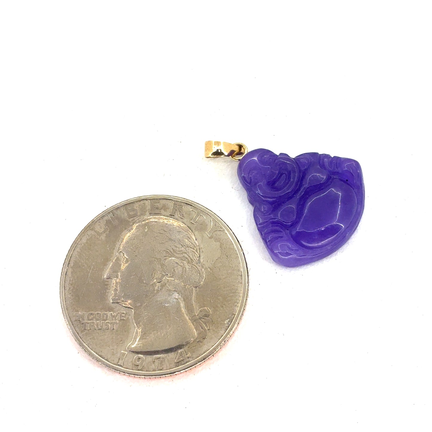 14K Yellow Gold Pendant | Purple Buddha Design