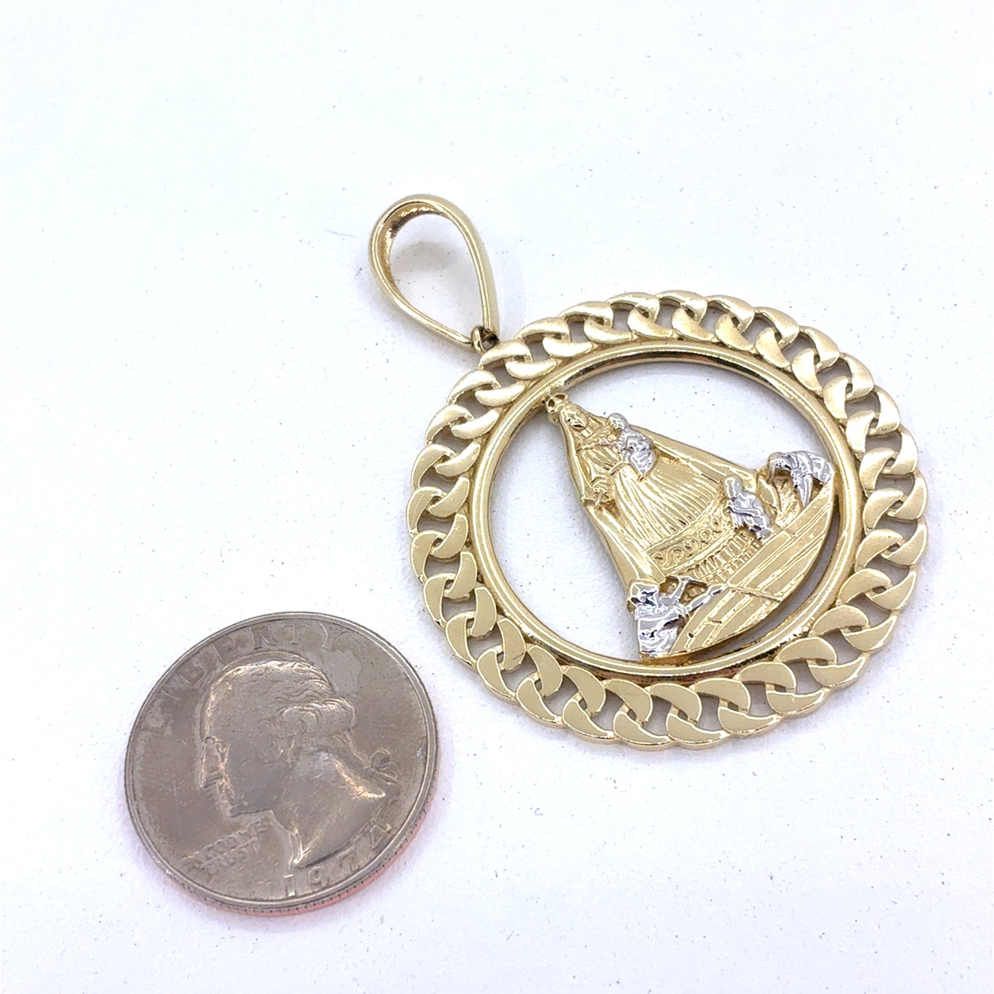14K Yellow Gold Pendant |  Caridad del Cobre Our Lady of Charity Design
