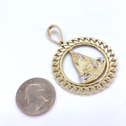 14K Yellow Gold Pendant |  Caridad del Cobre Our Lady of Charity Design