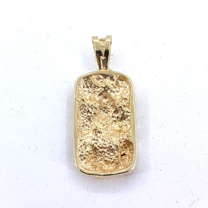 14K Yellow Gold Pendant | Nugget Dog Tag Design